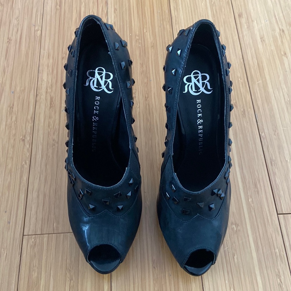 Rock & Republic black studded 4” heels Size 38